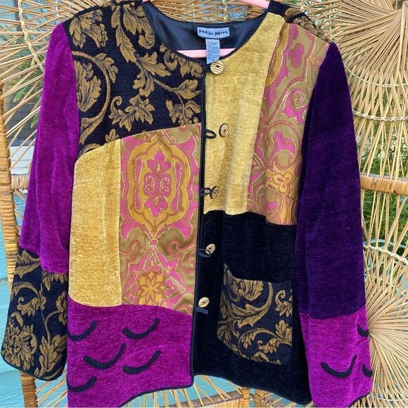 ✨ Soft & comfy size 1X VELVET & BROCADE jacket - Picture 1 of 7